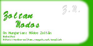 zoltan modos business card