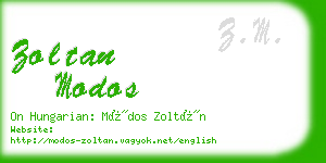 zoltan modos business card